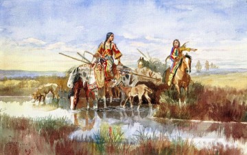 dernière chance ou un buste 1900 Charles Marion Russell Indiens d’Amérique Peinture à l'huile
